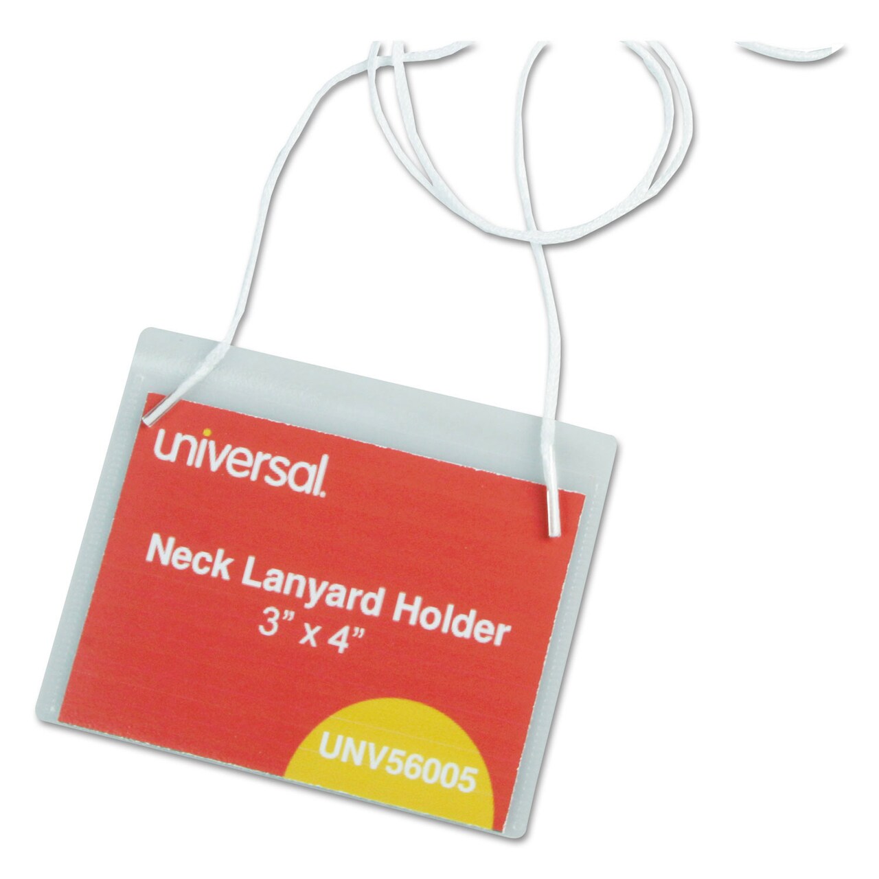 Universal Clear Badge Holders w/Neck Lanyards 3 x 4 White Inserts 100/Box